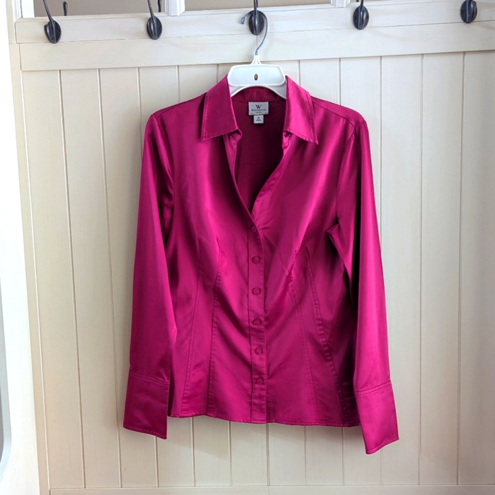Worthington Stretch Women's Fuchsia Button-Down Shirt
